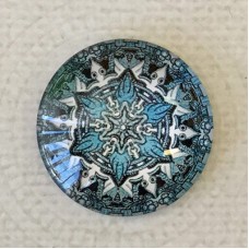 25mm Art Glass Backed Cabochons - Yoga Mandala 7 - Each