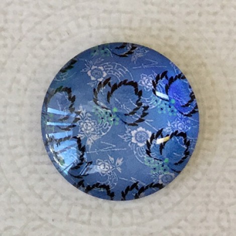 25mm Art Glass Backed Cabochons - Japanese Designs 10 - Each 25mm Art Glass Backed Cabochons - Japanese Designs 10 - Each