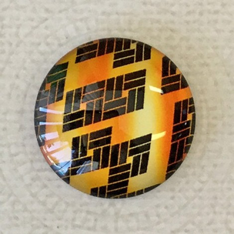25mm Art Glass Backed Cabochons - Japanese Designs 12 - Each