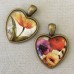 25mm ID Antique Bronze Heart Pendant Cabochon Setting w-Textured Back + Front
