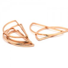 15x30x1.2mm Rose Gold Plated Brass Half-Moon Connectors - Pack of 4