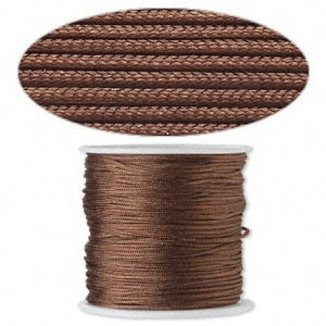 1mm Medium Brown Imitation Silk Cord - 100ft spool