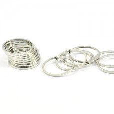 15x0.8mm Bright Silver Plated Brass Circle Connector Links - Pack of 5