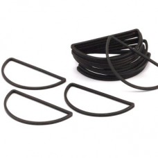 15x30mm Black Plated Oxidised Brass Half-Moon Connectors - Pack of 4