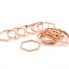 14x 0.8x2mm Rose Gold Plated Hexagon Geometric Link Rings - Pack of 4