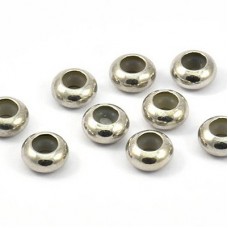 8x4.3mm (4.3mmID)  & Silicone Silver Tone Brass Bead Keepers - Pack of 2