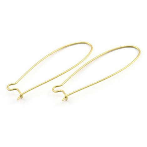 47x15x0.8mm Raw Brass Large Kidney Earwires - Pack of 5 Pair