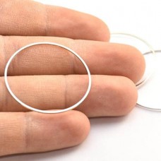 35x0.8mm Bright Silver Plated Brass Circle Connector Links - Pack of 2