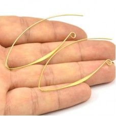 65x0.7mm Vintage Raw Brass Marquise Earwires - Per Pair