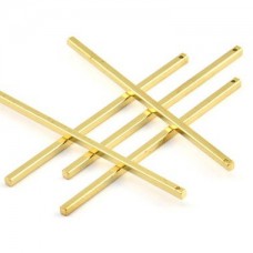 60x2x2mm Raw Brass Long Bar Pendant Drop Bars - Pack of 2