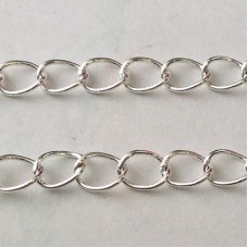 3.5x5mm Silver Plated High Quality Soldered Curb Chain for Extender Chains - Per 30cm