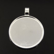 50mm (46.8mm ID) Nickel Free Silver Plated Pendant Bezel - Pack of 2