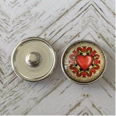 20mm Noosa Style Red Love Heart Snap Chunks - Pack of 2