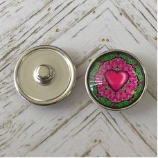 20mm Noosa Style Pink Love Heart Snap Chunks - Pack of 2