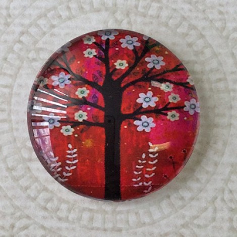 25mm Art Glass Backed Cabochons - Flora 15 - Each