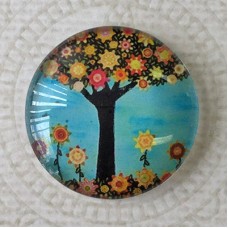 25mm Art Glass Backed Cabochons - Flora 19 - Each
