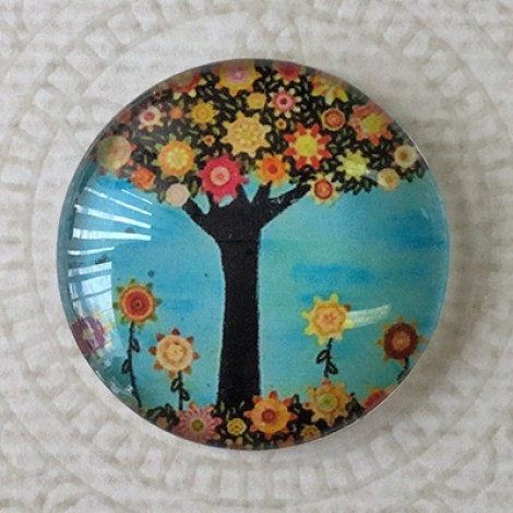 25mm Art Glass Backed Cabochons - Flora 19 - Each
