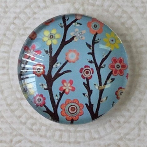 25mm Art Glass Backed Cabochons - Flora 21 - Pack of 5