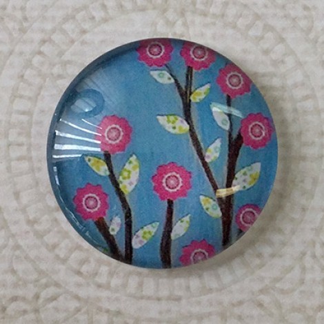 25mm Art Glass Backed Cabochons - Flora 22 - Pack of 5 25mm Art Glass Backed Cabochons - Flora 22 - Pack of 5