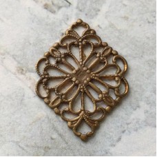 21x15mm Vintaj Natural Brass Diamond Filigree - Pack of 2