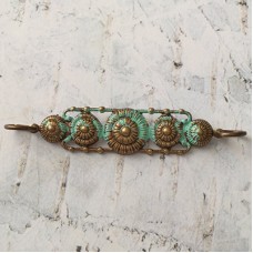 66.5x13mm Patinaed Vintaj Natural Brass Rowed Medallion Pendant - Each