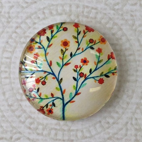 25mm Art Glass Backed Cabochons - Flora 3 - Pack of 5 25mm Art Glass Backed Cabochons - Flora 3 - Pack of 5