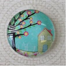 25mm Art Glass Backed Cabochons - Flora 5 - Each