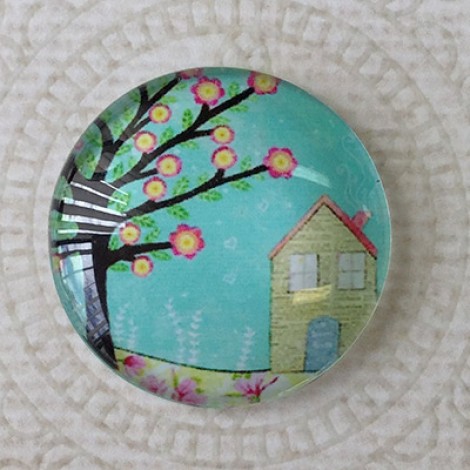 25mm Art Glass Backed Cabochons - Flora 5 - Each 25mm Art Glass Backed Cabochons - Flora 5 - Each