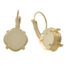 12mm Lozenge Leverback Earring Base to suit Swarovski 4470 Cushion Stones - Gold Plated - Per Pair