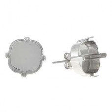 12mm Stud Setting to suit Swarovski 4470 Swarovski Cushion Crystals - Rhodium Plated - Per Pair