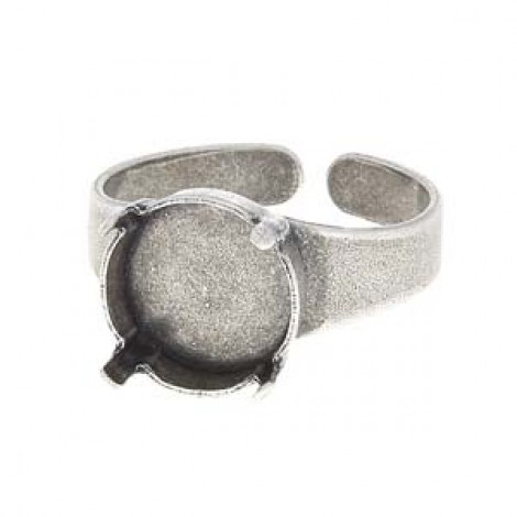 12mm Gita Ring Base to suit Swarovski 1122 Rivoli Crystals - Antique Silver