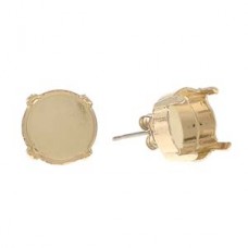 12mm Stud Setting to suit Swarovski 1122 Rivoli Crystals - Gold Plated - Per Pair