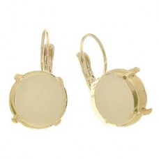 14mm Leverback Earring Base to suit 14mm Swarovski Rivoli Crystals - Gold Plated - Per Pair