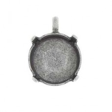 12mm Gita Pendant Drop Setting to suit Swarovski 1122 Rivoli Crystals - Antique Silver - Each