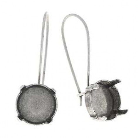12mm Drop Earring Settings to suit Swarovski 1122 Rivoli Crystals - Antique Silver Plated