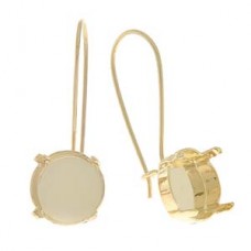 12mm Drop Earring Settings to suit 1122 Rivoli Crystals - Gold Plated - Per Pair