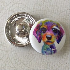20mm Noosa Style Dog Painting Enamel Snap Chunks - Each