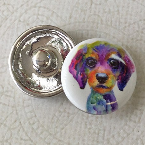 20mm Noosa Style Dog Painting Enamel Snap Chunks