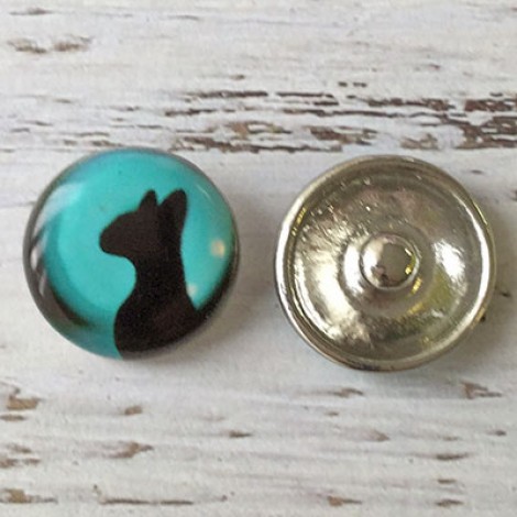 20mm Noosa Style Cat with Moon Enamel Snap Chunks
