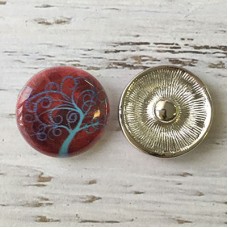 20mm Noosa Style Blue Tree on Red Sky Enamel Snap Chunks - Each