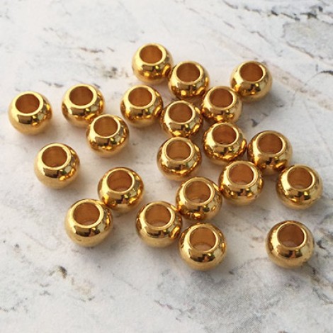 5x3.5mm Gold Plated Brass Greek Spacers - 2mm hole - Pack of 10