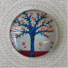 25mm Art Glass Backed Cabochons - Flora 6 - Pack of 5