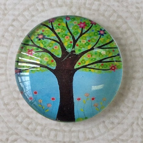 25mm Art Glass Backed Cabochons - Flora 8 - Pack of 5 25mm Art Glass Backed Cabochons - Flora 8 - Pack of 5