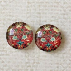 12mm Art Glass Backed Cabochons - Art Flowers 3 - Per Pair