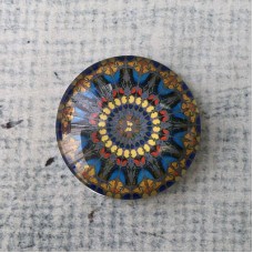 25mm Art Glass Backed Cabochons - Multi-Colour Butterfly Mandala - Each 