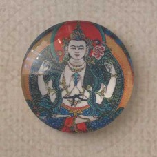 25mm Art Glass Backed Cabochons - Buddha Art 1 - Each