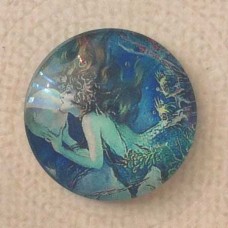 25mm Art Glass Backed Cabochons - Mermaids Pearl - Each