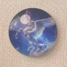 25mm Art Glass Backed Cabochons - Pegasus Horse & Moon - Each