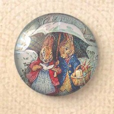 25mm Art Glass Backed Cabochons - Peter Rabbit 2 - Each