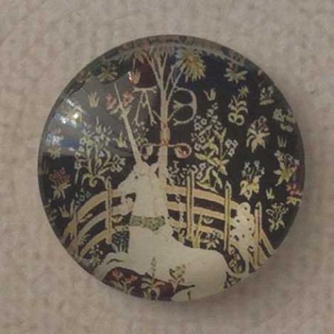 25mm Art Glass Backed Cabochons - Unicorn in Captivity - Each 25mm Art Glass Backed Cabochons - Unicorn in Captivity - Each